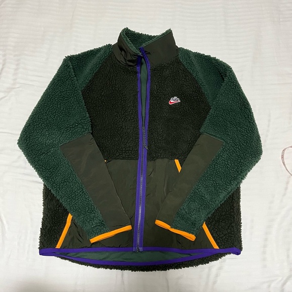 Nike Heritage Sherpa Fleece Zip Up Jacket Green size XLarge - Picture 7 of 16